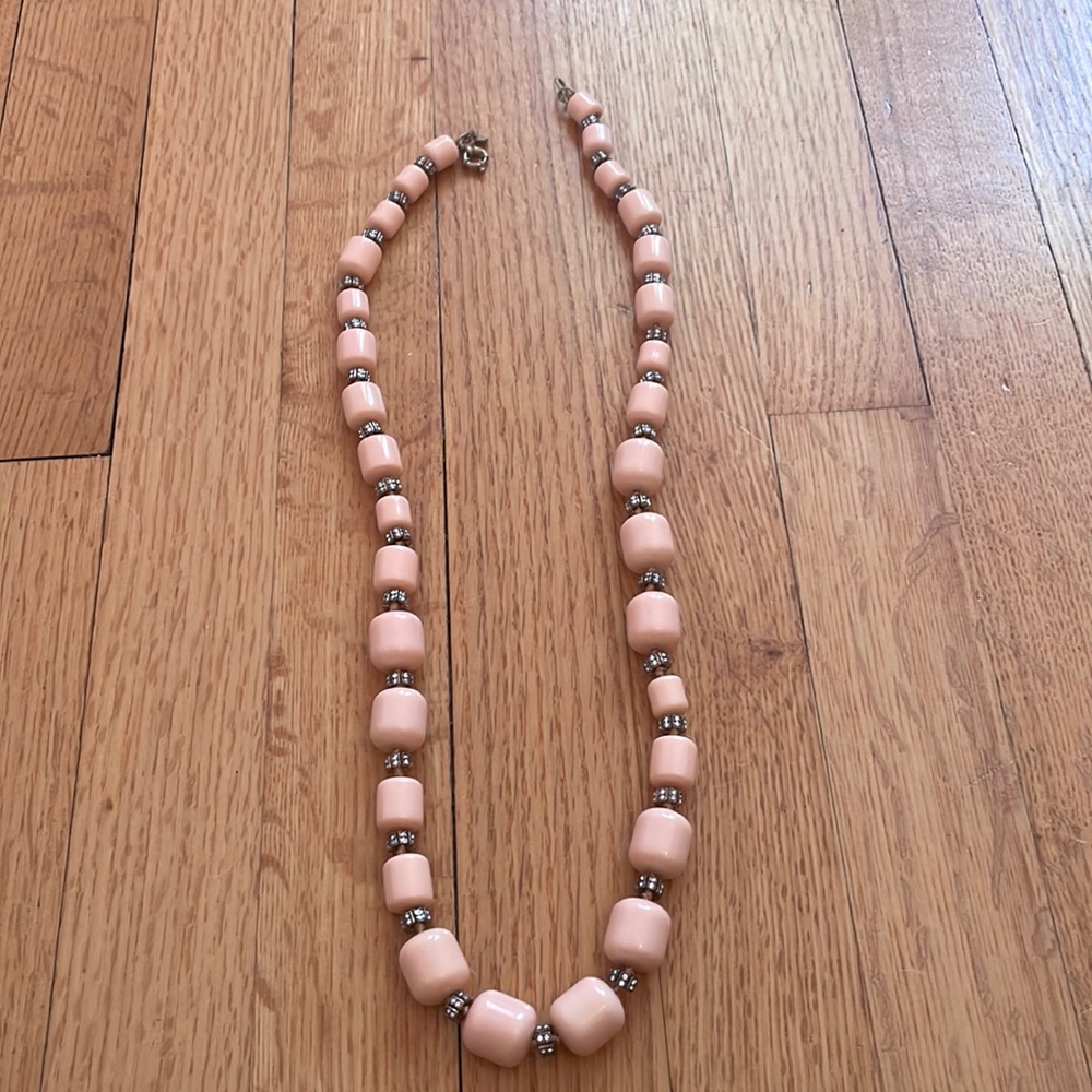 Jcrew pink enamel and diamond necklace
